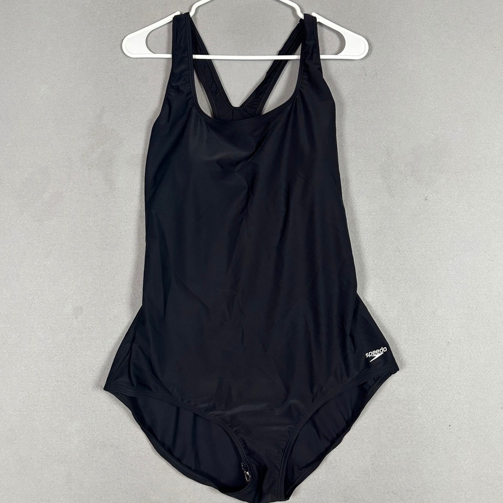NEW Speedo One-Piece Swimsuit Womens 20 PowerFLEX Black Racerback Performance